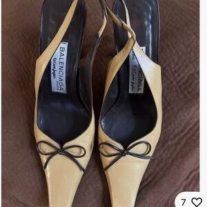 Women's beige Balenciaga. Paris slingback high heel leather shoes size 39